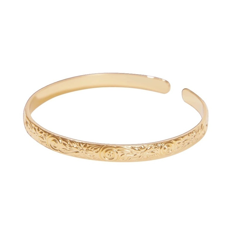 NEW Our Spare Change 18k Gold Plated Floral Cuff Bracelet